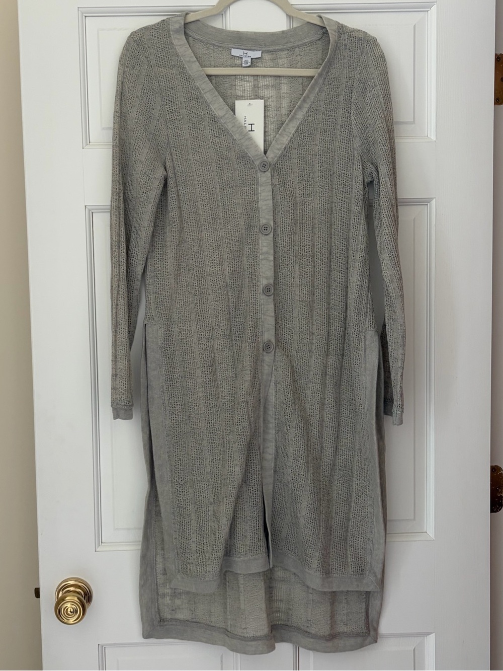 NWT Halston Heritage Light Gray Knit Button Cardigan